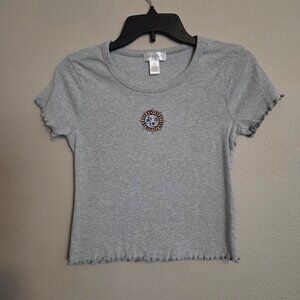 White Fawn Gray Lettuce Short Sleeve Top, Girls Size XL